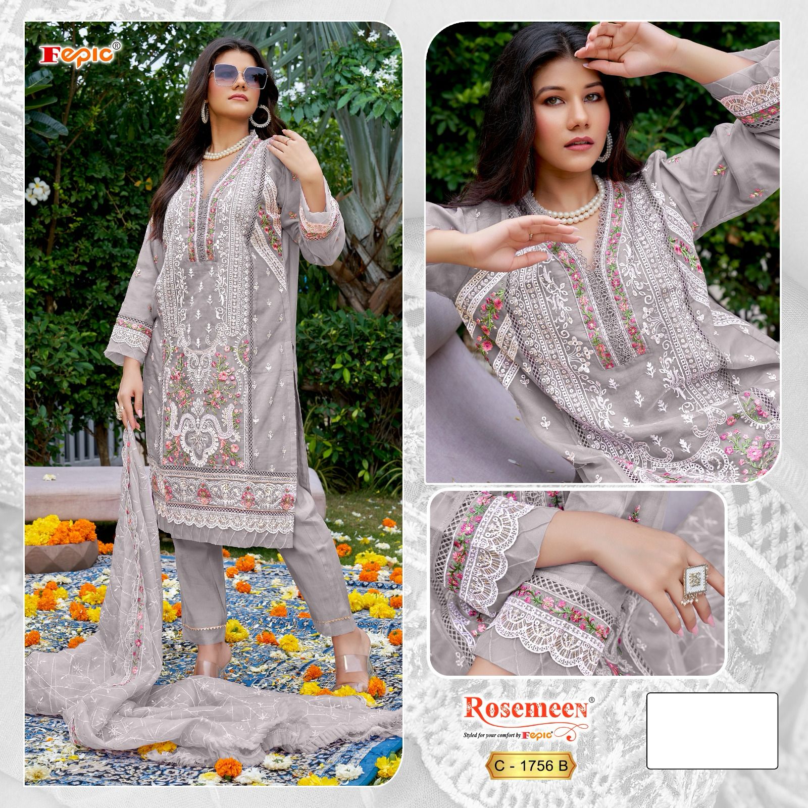 Fepic Rosemeen Designer Pakistani Suit D.No.C-1756-B