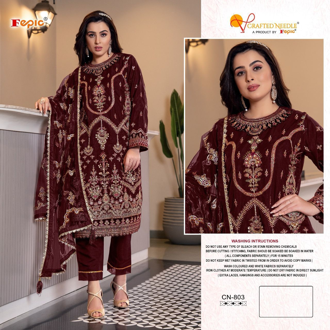 Crafted Needle By Fepic Designer Pakistani Suit D.No.CN-803