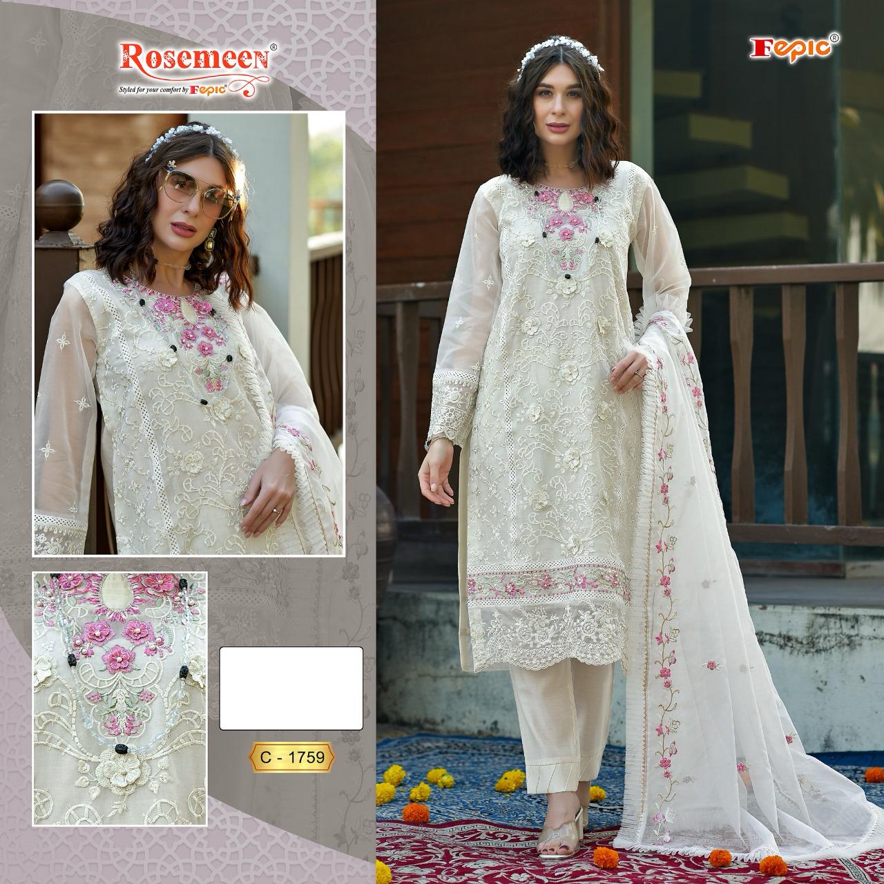 Fepic Rosemeen Designer Pakistani Suit D.No.C-1759-A