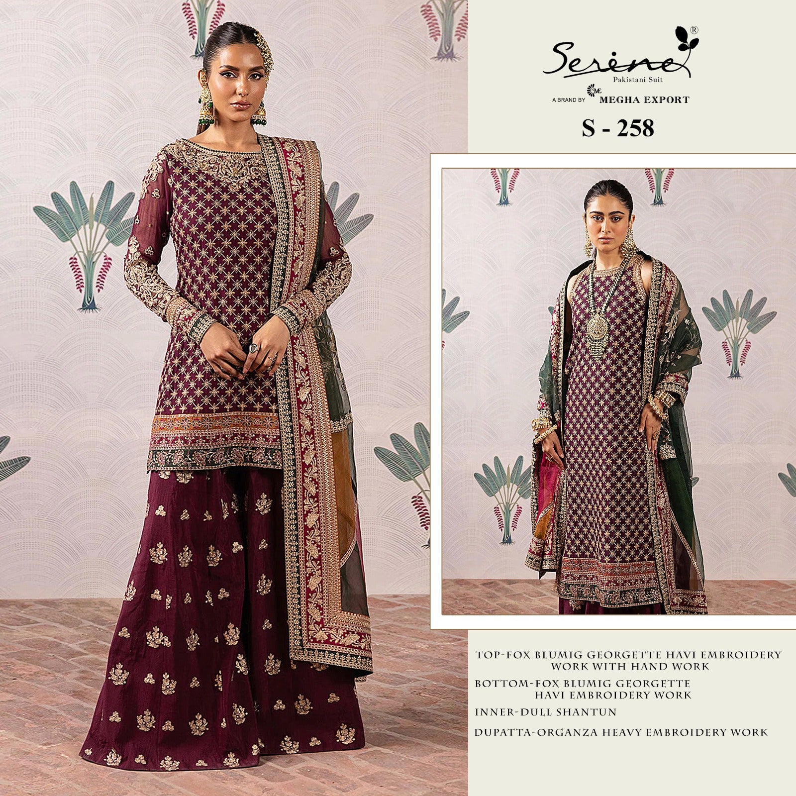 Serine Designer Wear Pakistani Suit D.No.S-258-A