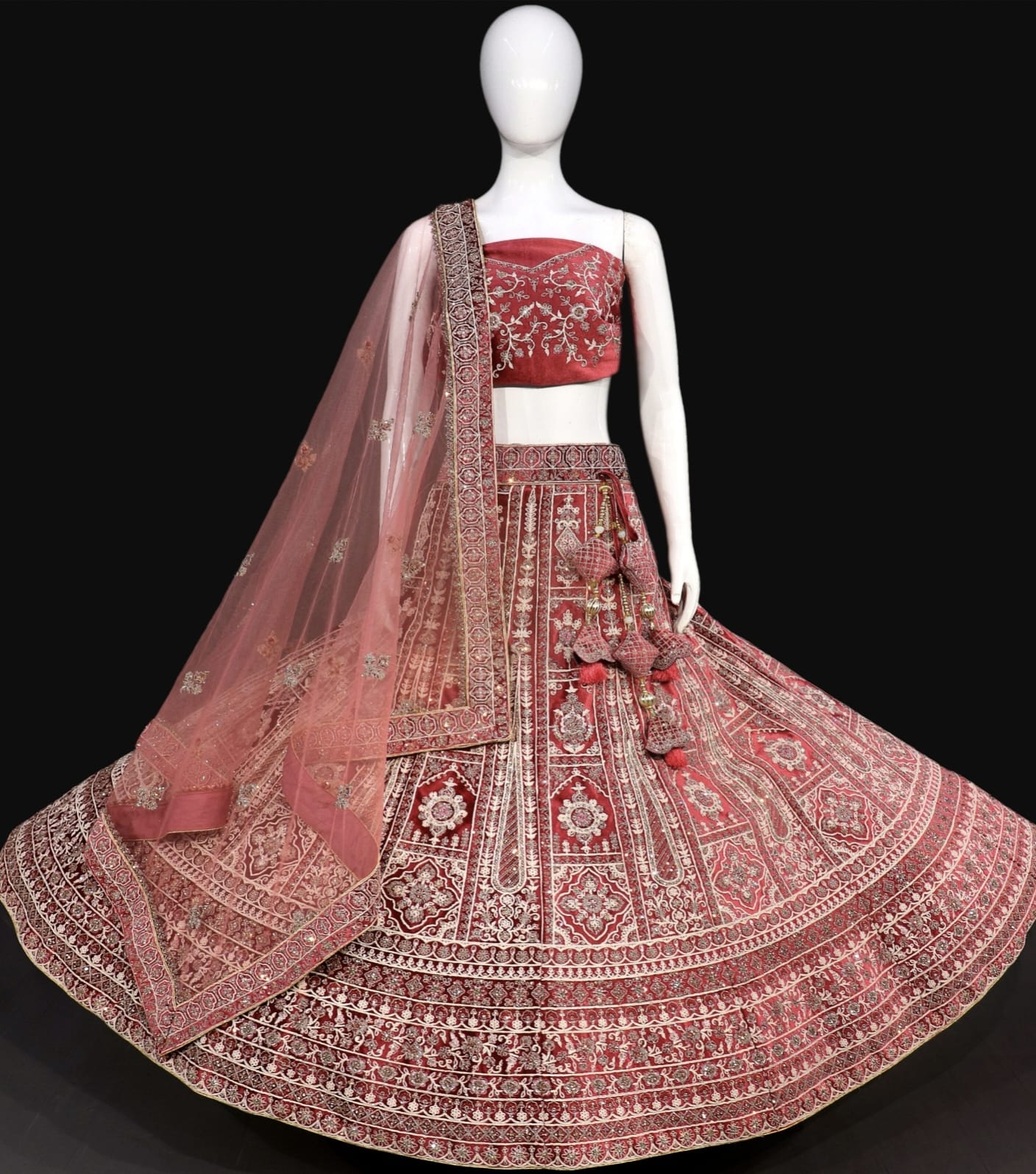 Beautiful Designer Wedding Wear Bridal Velvet Lehenga Choli