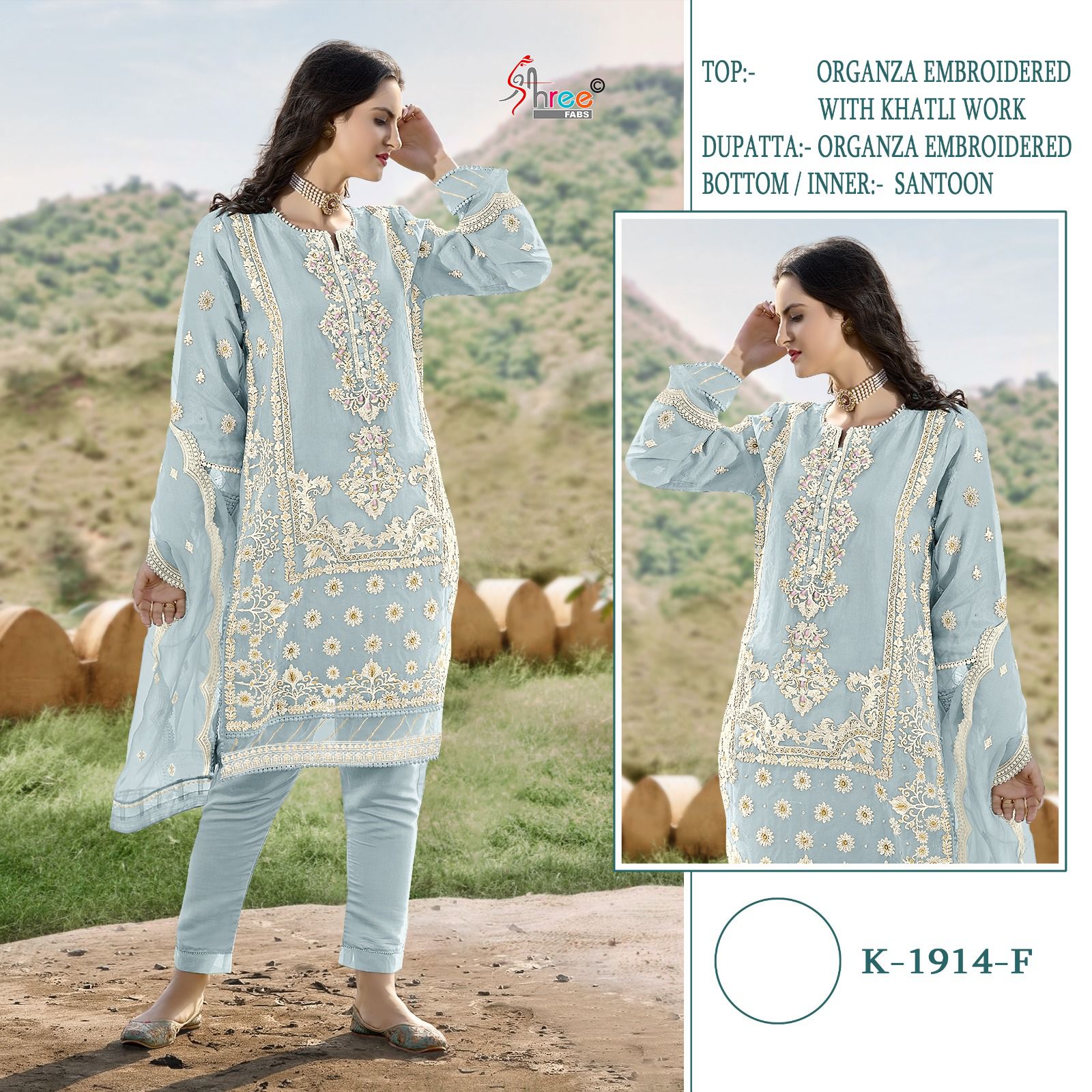 Shree fab Designer Party Wear Pakistani Suit D.No.K-1914-F