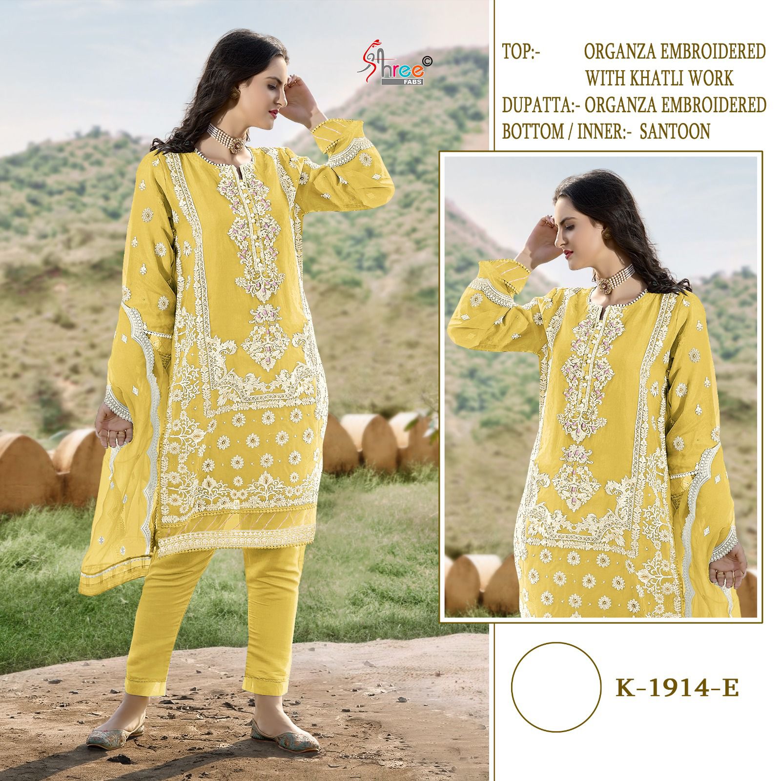 Shree fab Designer Party Wear Pakistani Suit D.No.K-1914-E