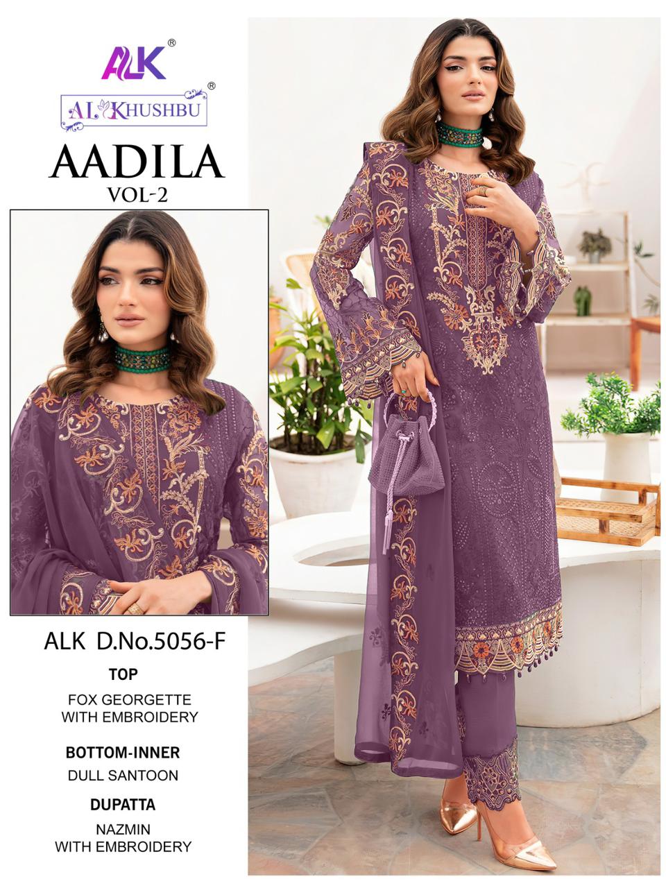 Al Khushbu Aadila Vol 2 Designer Pakistani Suit D.No.ALK-5056-F