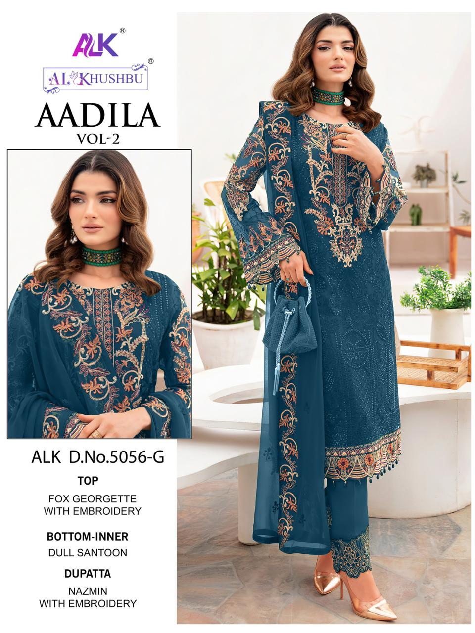 Al Khushbu Aadila Vol 2 Designer Pakistani Suit D.No.ALK-5056-G