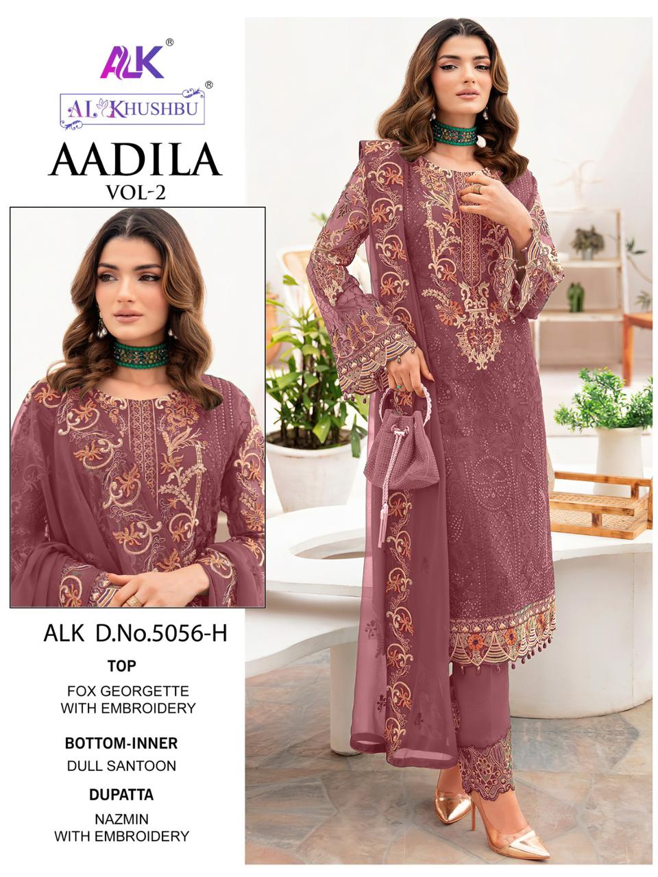 Al Khushbu Aadila Vol 2 Designer Pakistani Suit D.No.ALK-5056-H