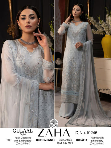 Zaha Gulaal Vol-4 Designer Pakistani Suit D.No.10246