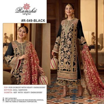 Ramsha Presents Designer Wedding Wear Pakistani Suit D.No.R-549 Black