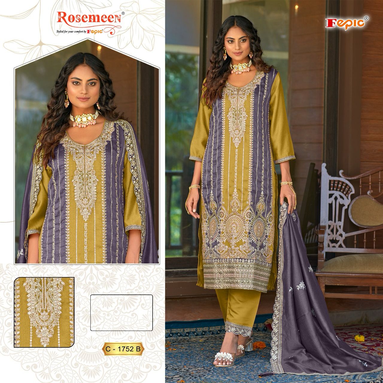 Fepic Rosemeen Designer Festive Wear Suit D.No.C-1752-B