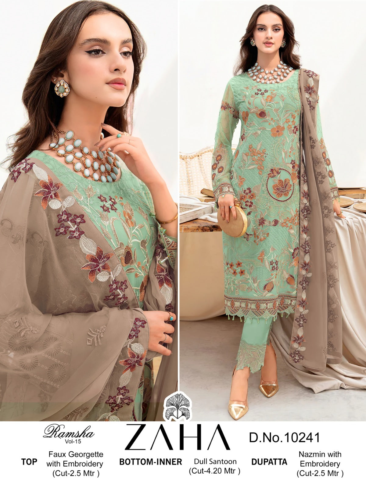 Zaha Ramsha Vol 15 Designer Pakistani Suit D.No.10241