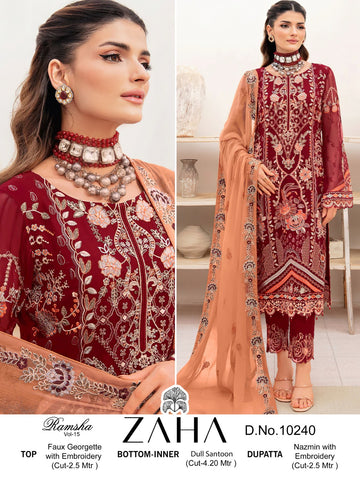 Zaha Ramsha Vol 15 Designer Pakistani Suit D.No.10240