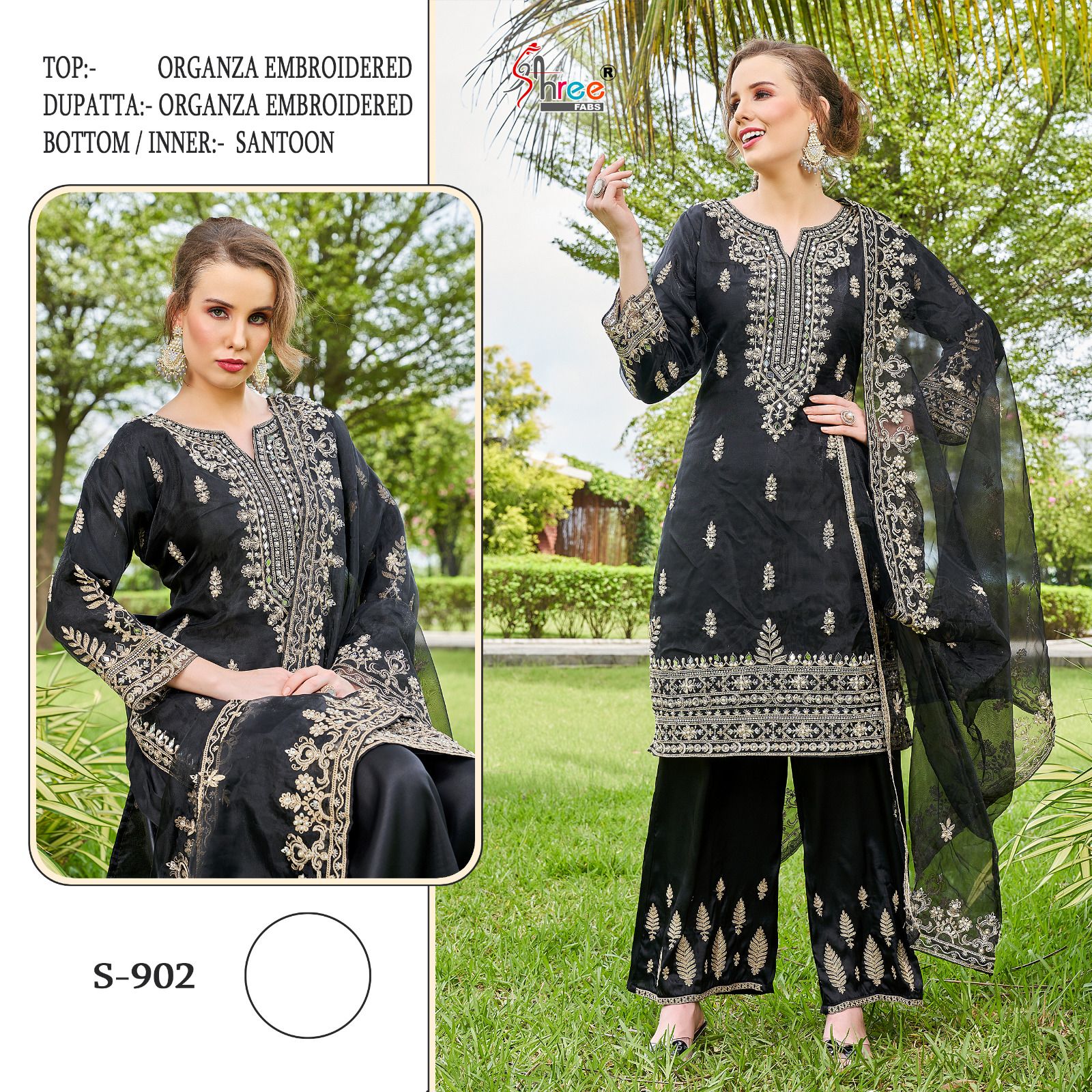 Shree Fab Designer Heavy Organza Salwar Suit D.No.S-902