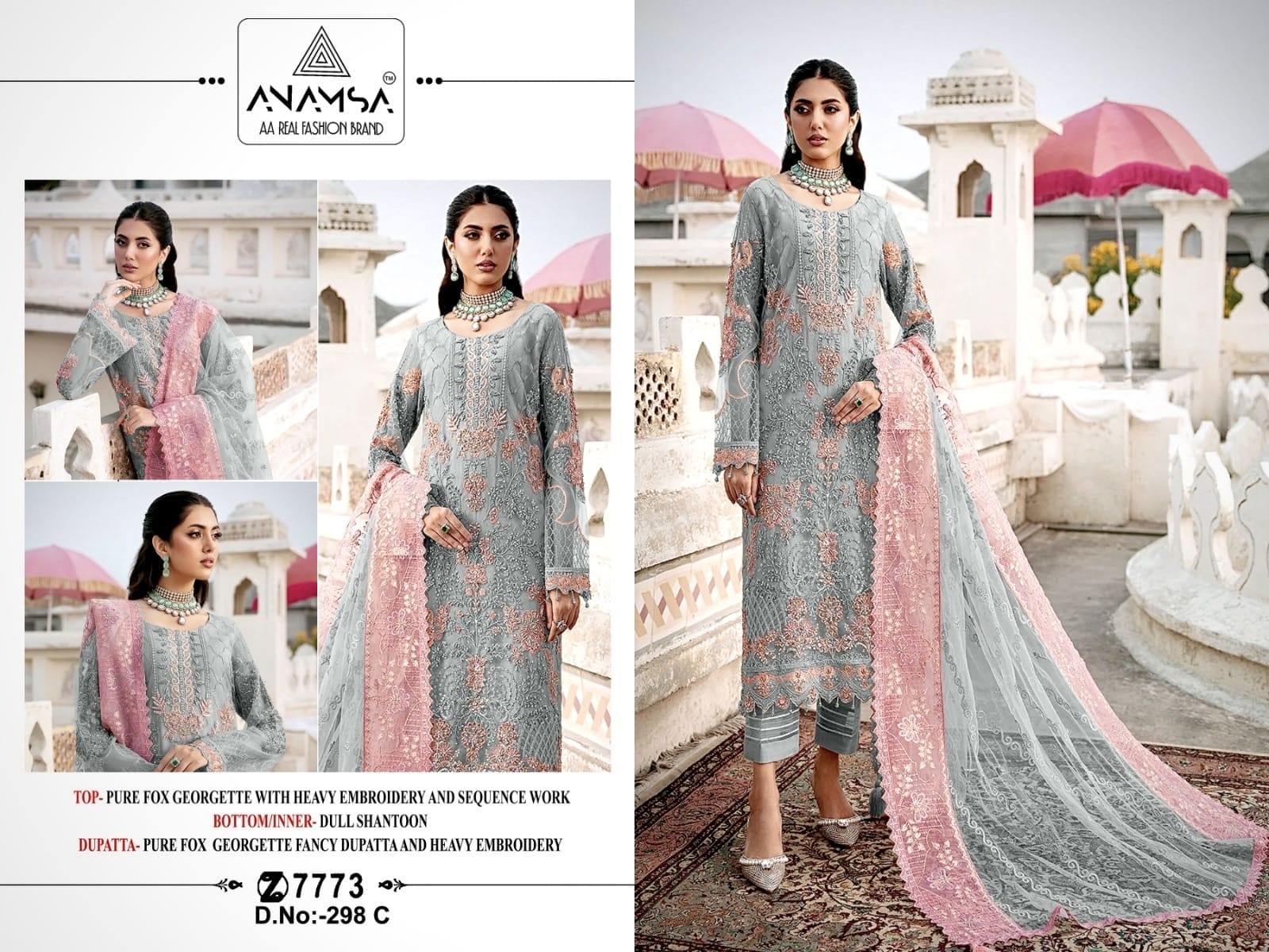 Anamsa 7773 Designer Fox Georgette Salwar Suit D.No.298-C