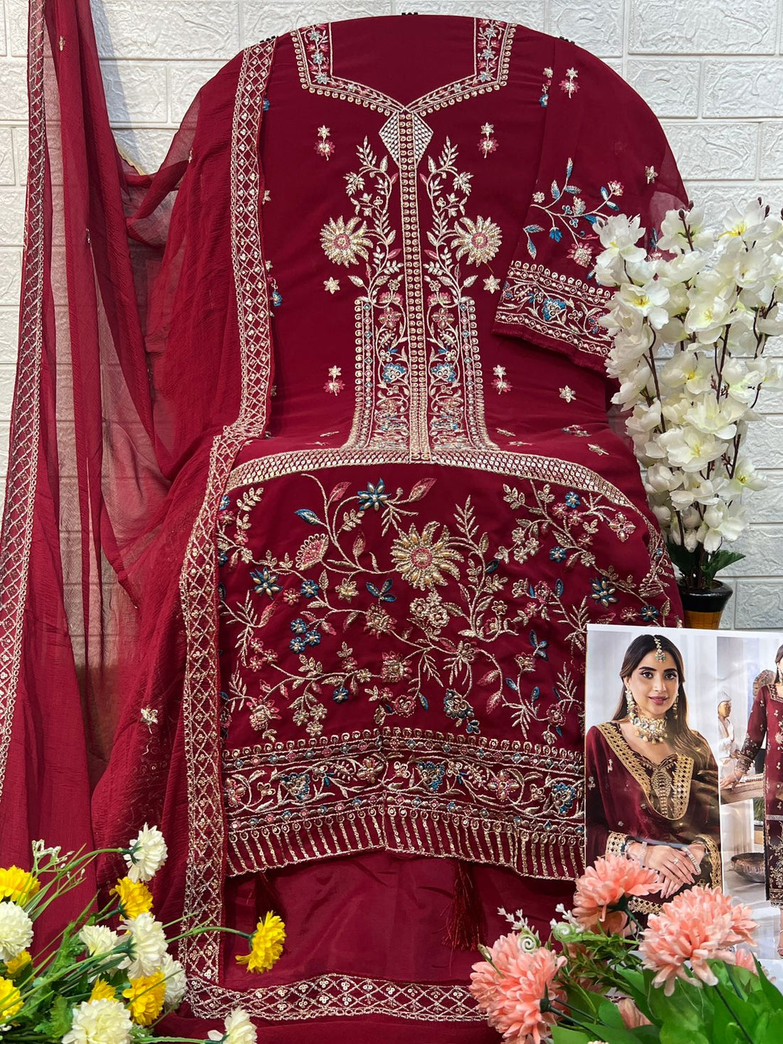 Zaha Designer Bridal Wear Heavy Embroidered Pakistani Suit D.No.10276