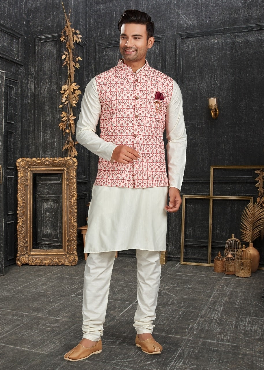 Vol 68A Fancy Kurta Pajama With Designer Koti Set D.No 68001