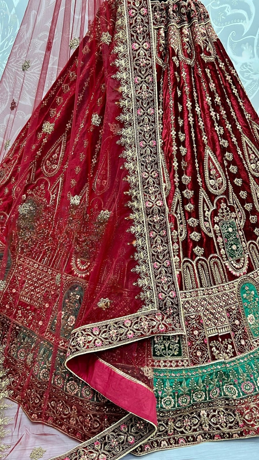 Bridal Velvet Embroidered Lehenga Choli D.No 2491-A