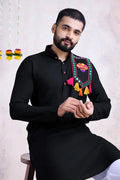 Black Color Rayon Navratri Special Men's Wear Kurta Collection