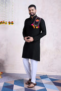 Black Color Rayon Navratri Special Men's Wear Kurta Collection