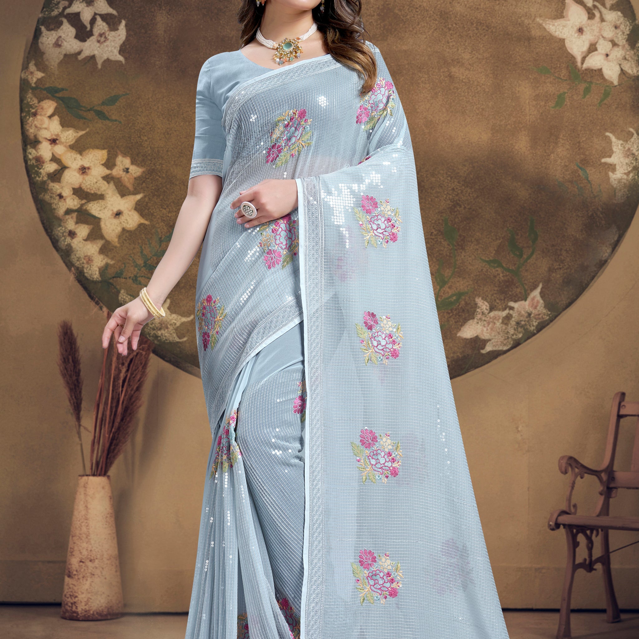 Beautiful Designer Occasion Wear Jimmy Choo Silk Saree