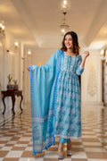 Elegant Blue Viscose Blend Embroidered Kurti for Festive Occasions

