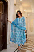 Elegant Blue Viscose Blend Embroidered Kurti for Festive Occasions

