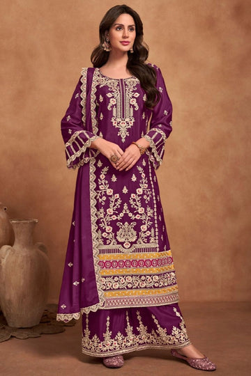 Beautiful Designer Magenta Pakistani Palazzo Kameez