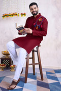 Maroon Color Festival Wear Men's Kurta Stylish Collection