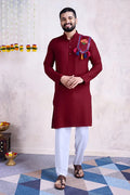 Maroon Color Festival Wear Men's Kurta Stylish Collection