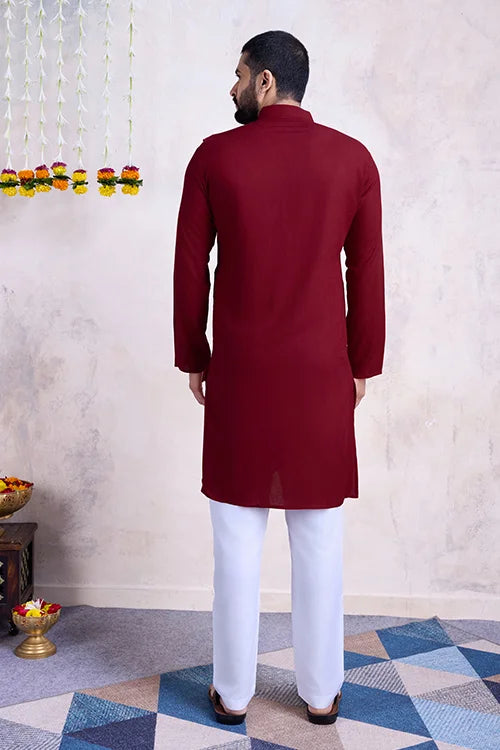 Maroon Color Festival Wear Men's Kurta Stylish Collection