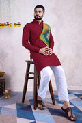 Maroon Color Ready to Wear Traditional Kurta for Mens Wear