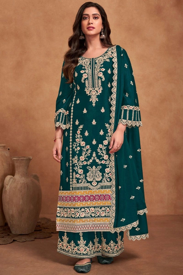 Beautiful Designer Morpich Pakistani Palazzo Kameez