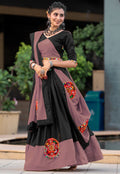 Navratri Special Cotton Lehenga in Black and Purple