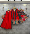 Red and Black Rayon Camric Cotton Chaniya Choli with Aari Work Dupatta