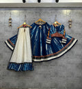 Navy Blue Rayon Cotton Shibori Chaniya Choli with Heavy Gamthi Patch