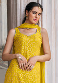 Elegant Yellow Sharara Suit with Embroidery and Sequence Work