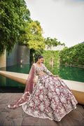 Lavender Satin Bridal Lehenga with Moti and Sequins Embroidery