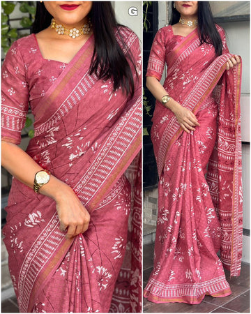 Party Wear Cotton Jute Saree