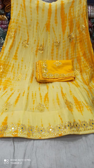 Rajsthani Traditional Gottapatti Shibori Lehanga Chunni