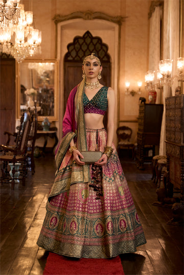 Glamorous Wedding Lehenga Choli with Elegant Mirror Embellishments