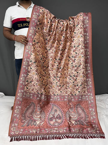 Designer Pure Tussar Kalamkari Prints Saree