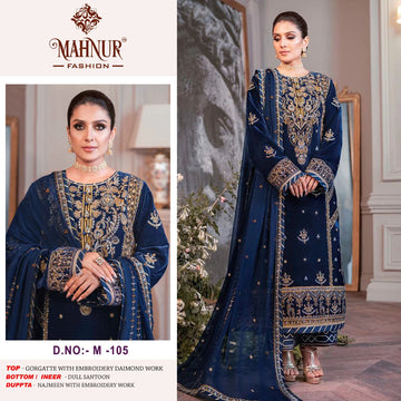 Mahnur Designer Pakistani Bridal Wear Heavy Georgette Salwar Suit D.No.M-105