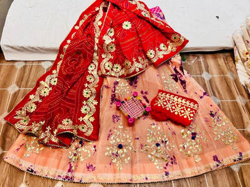 Rajasthani Traditional Georgette Gottapatti Lehenga Chunni