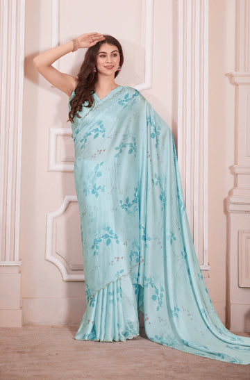 Beautiful Designer Casual Wear Pure Satin Georgette Saree