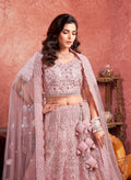 Pink Premium Net Bridal Lehenga with Handcrafted and Heavy Flair