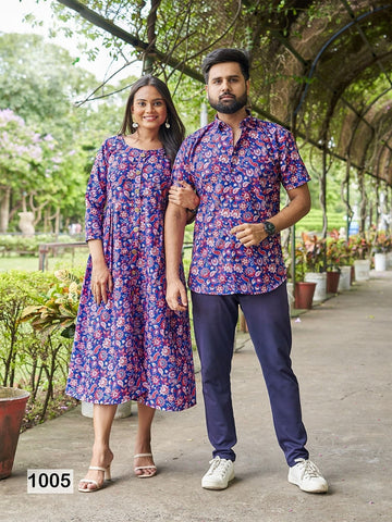 Trendy couple 2.0 Occasion Special Couple combo of Shirt and kurti Same matching