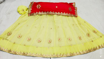 Rajsthani Traditional Rajputi Pure Organza Butti Work Lehenga Choli