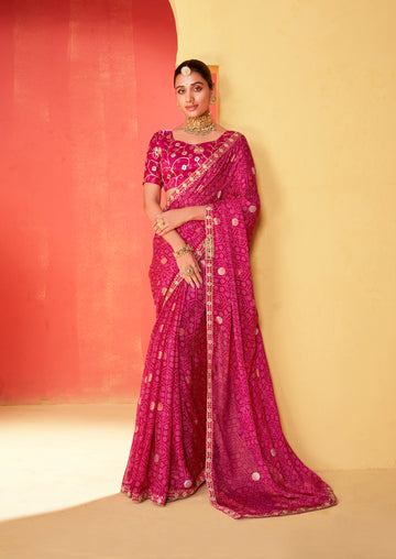 Beautiful Designer Occasion Wear Pure Chiffon Saree