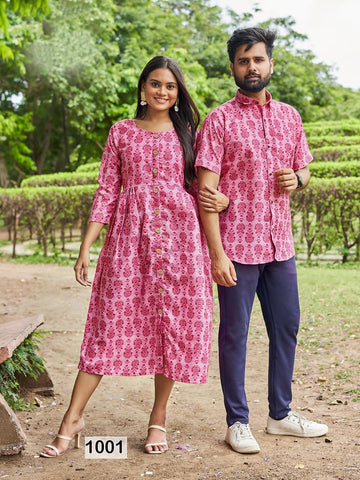 Trendy couple 2.0 Occasion Special Couple combo of Shirt and kurti Same matching