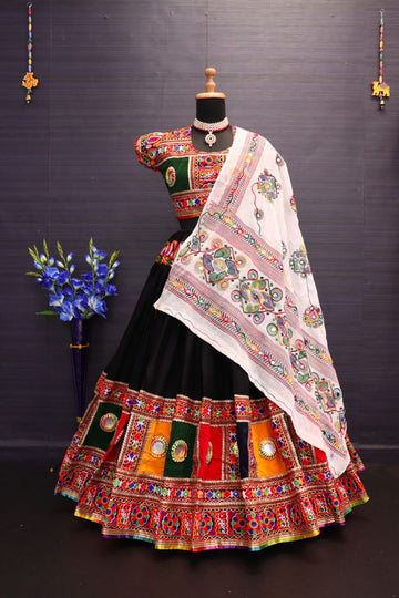 Navratri Traditional Beautiful Handmade Bangadi mirror Work Lehenga Choli