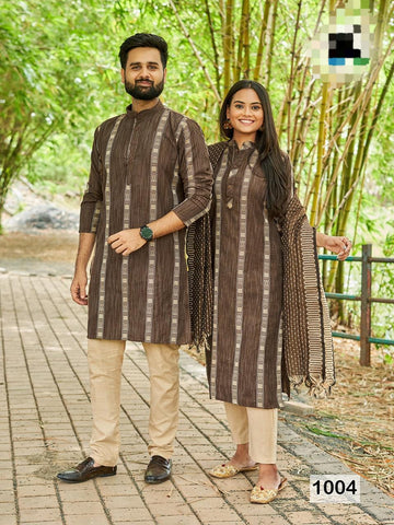 Occasion Special Couple combo of Kurta with Pajama & Kurti with Pants & Dupatta Dress